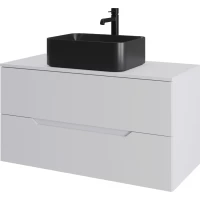 Тумба с раковиной Orange Line Li-100TuwMDF+B02-460MB 100,4 см, подвесная, со столешницей, белый матовый