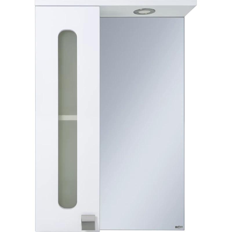 Зеркальный шкаф Misty Урал Э-Ура-04050-021Л 50x72 см L, с подсветкой, выключателем, белый глянец