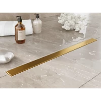 Душевой трап (лоток) Plumberia Selection Modular PSM80OB 80 см, с решеткой, 2 в 1 под плитку, золотой матовый