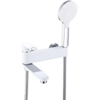 Смеситель для ванны D-Lin D181377-C с душевым гарнитуром, хром/белый