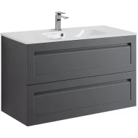 Тумба под раковину Art&Max Platino AM-Platino-1000-2C-SO-GM-Cer 99,2 см, подвесная, серый матовый