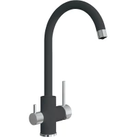 Смеситель для кухни Florentina Клио 333.13Н.2123.102 с подключением к фильтру, нержавеющая сталь/черный
