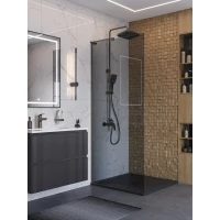 Душевая перегородка BelBagno Uno UNO-L-1-TB-90-GR-GM 90 см, профиль оружейная сталь матовый, стекло графитовое