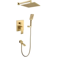 Душевой комплект Grocenberg GB5007MG 300 мм, со смесителем, золотой матовый