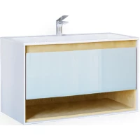 Тумба с раковиной белый/дуб 97 см Jorno Glass Gla.01.97/P/W + Mol.08.100/W