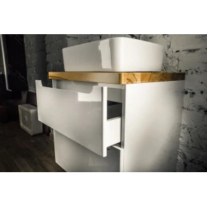Изображение товара комплект мебели белый глянец 60 см со столешницей бук светлый jorno wood wood.01.60/p/w + wood.06.60/lw + 0085176 + wood.02.50/tk