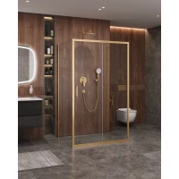 Душевой уголок Cezares Molveno MOLVENO-AH-12-120/90-C-BORO-IV 117x90 см, профиль золотой матовый, стекло прозрачное