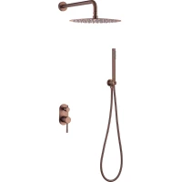 Душевой комплект Boheme Uno 464-CB 300 мм, со смесителем, медь матовая