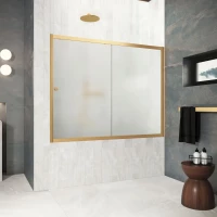 Шторка на ванну Vegas Glass ZV Protec 180 03 10 180 см, профиль золотой матовый, стекло сатин