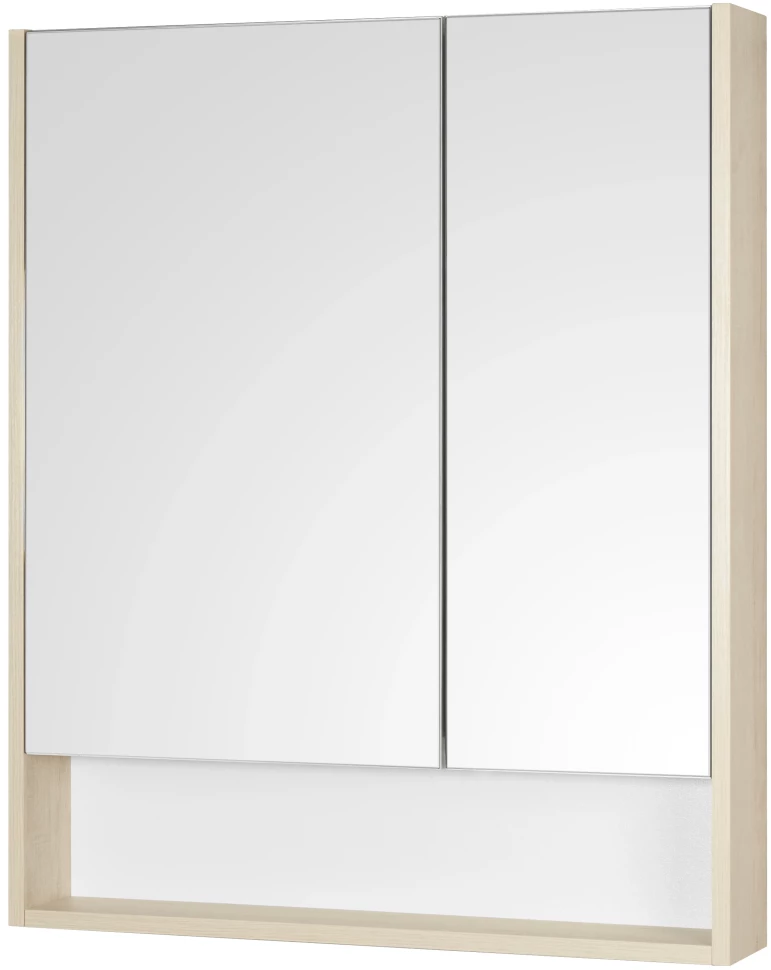 Зеркальный шкаф 70х85 см белый глянец/дуб верона Акватон Сканди 1A252202SDB20 - фото 1