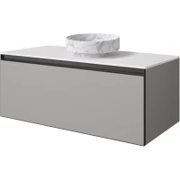 Тумба с раковиной Armadi Art Quatro Luna 790-M1-120-L-A-LED + 792-120-W + 801-CLCT 121 см , подвесная, со столешницей, с подсветкой, серый матовый
