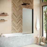 Шторка на ванну Vegas Glass EV LUX 70 02M 10 R 70 см R, профиль черный матовый, стекло сатин