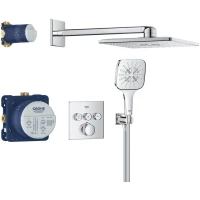 Душевой комплект Grohe Rainshower SmartActive Cube 34864000 310 мм, с термостатом, хром