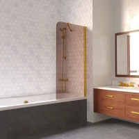 Шторка на ванну Vegas Glass EV LUX ST 76 09 05 R 76 см R, профиль золотой, стекло бронза