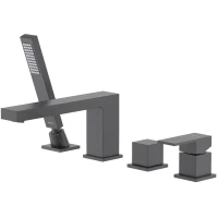 Смеситель на борт ванны Aquatek Либра AQ1648MB с душевым гарнитуром, черный матовый