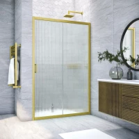 Душевая дверь Vegas Glass ZP Novo h2000 135 03 Moru 135 см, профиль золотой матовый, стекло рифленое