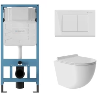 Комплект подвесной унитаз Aqueduto Ovo OVOT0110 + система инсталляции Aqueduto Tecnica Quadrado TEC01 + QUA0110