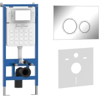 Инсталляция для унитаза Iberica Blanca Silencio Esti-O IB001.823 с кнопкой смыва, хром