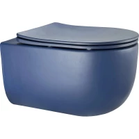 Унитаз подвесной GID Tr2133TF-BUM безободковый, торнадо, с сиденьем микролифт, синий матовый