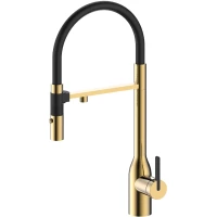 Смеситель для кухни Paulmark Magneto One Ma213188-LG с подключением к фильтру, гибким изливом, светлое золото