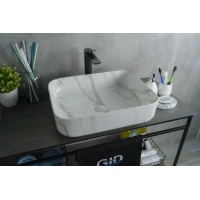 Раковина-чаша GID Mnc190 50x39 см, накладная, белый мрамор