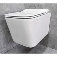 Унитаз подвесной CeramaLux NS5170 безободковый, с сиденьем микролифт, белый