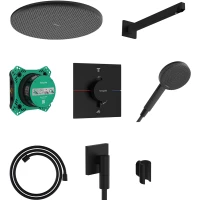 Душевой комплект Hansgrohe Raindance Alive S 24630670 300 мм, с термостатом, черный матовый