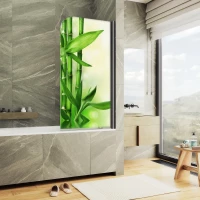 Шторка на ванну MaybahGlass MGV-930-ФП018-6 80 см R, профиль черный матовый, стекло фотопечать