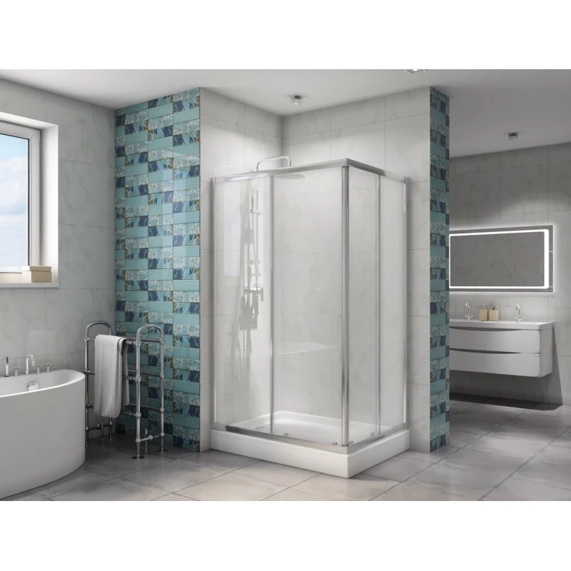 Душевой уголок 100x80 см BelBagno DUE-AH-2-100/80-C-Cr прозрачное Душевой уголок 100x80 см BelBagno DUE-AH-2-100/80-C-Cr прозрачное