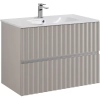 Тумба под раковину Art&Max Elegant AM-ELEGANT-800-2C-SO-GCM-LED 80 см, подвесная, с LED-подсветкой ручек, светло-серый матовый