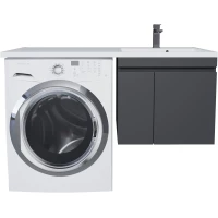 Тумба с раковиной Uperwood Magenta 52930205152 120 см R, подвесная, над стиральной машиной, черный матовый