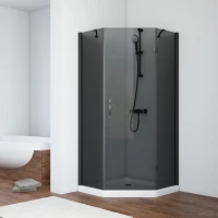 Душевой уголок Vegas Glass AFA-Pen NOVO 90 02М 07 R 90x90 см R, профиль черный матовый, стекло графитовое