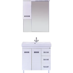 Изображение товара зеркальный шкаф misty селена п-сел02075-01л 74x100,3 см l, с подсветкой, выключателем, белый глянец