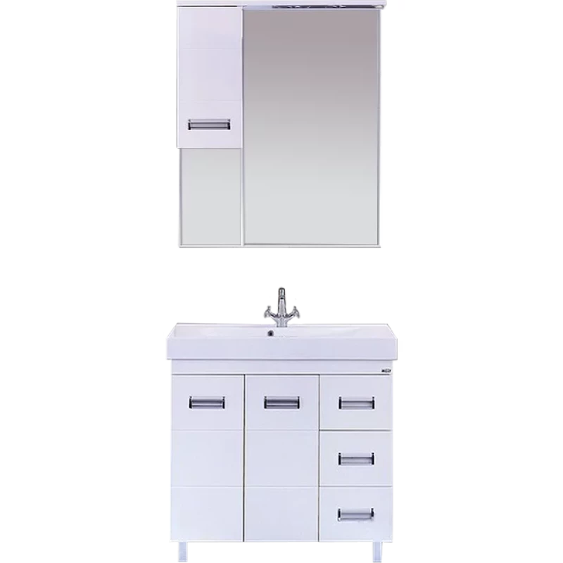 Зеркальный шкаф Misty Селена П-Сел02075-01Л 74x100,3 см L, с подсветкой, выключателем, белый глянец