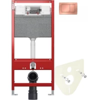 Инсталляция для унитаза Tece TECEplanus 9300302 + 9200010 + 9380014 + 9240365 с кнопкой смыва, состаренная медь