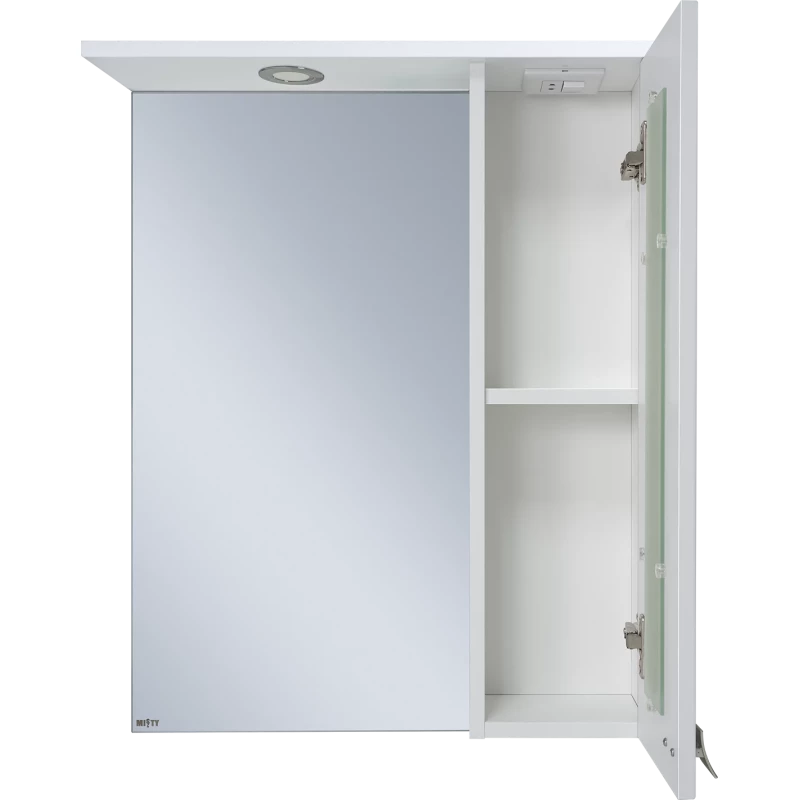 Зеркальный шкаф Misty Урал Э-Ура-04050-021П 50x72 см R, с подсветкой, выключателем, белый глянец