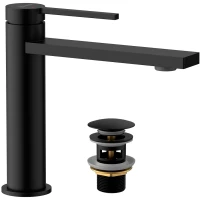 Смеситель для раковины Lemark Valday LMF-8112B-BL с донным клапаном, черный матовый