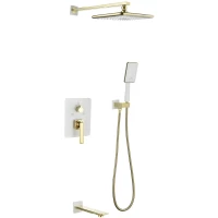 Душевой комплект Lemark Mista LM6422WG 290x190 мм, со смесителем, золотой/белый