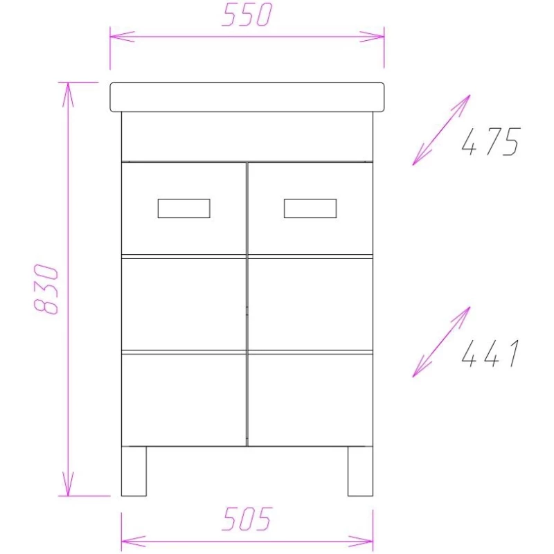 Комплект мебели белый глянец 55 см Onika Балтика 105521 + 1WH302126 + 205815