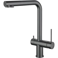 Смеситель для кухни Rivelato Lugano 1523513 PVD black с подключением к фильтру, оружейная сталь