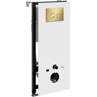 Инсталляция для унитаза WasserKRAFT Abens 20 20TLT.010.ME.WH.MG01 с кнопкой смыва, золотой матовый