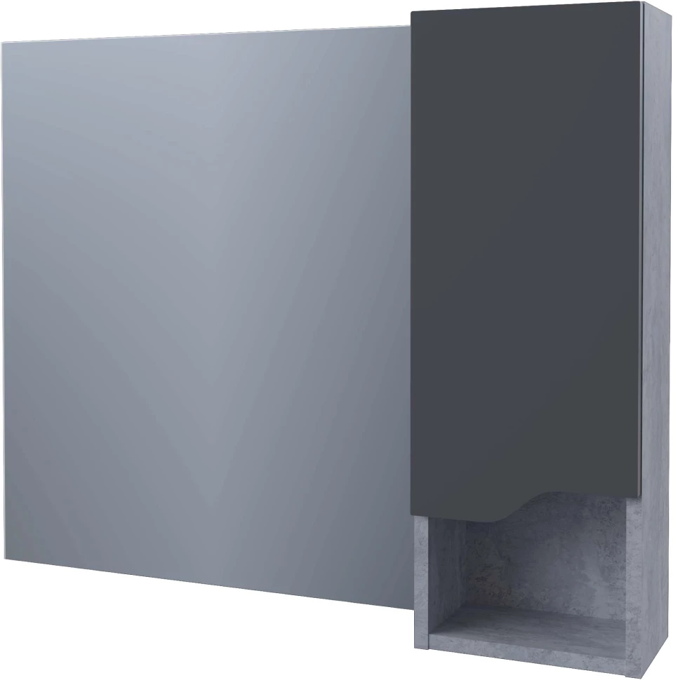 Зеркальный шкаф 99x76 см серый матовый/цемент R Stella Polar Абигель SP-00001063 зеркальный шкаф stella polar монтоне 80 венге sp 00000158