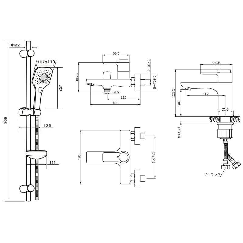 Комплект смесителей Orange Thermo T19-311cr