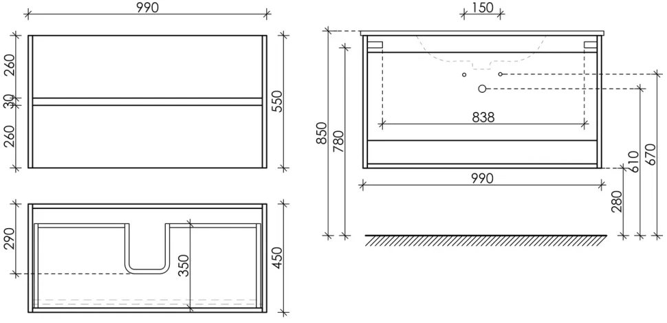Комплект мебели белый глянец 101 см Sancos Urban UR100W + CN7003 + Z1000 SET/UR100W/CN7003/Z1000 - фото 10