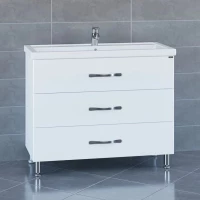 Тумба с раковиной белый глянец 101 см Санта Виктория 700131N + FOCTEP100