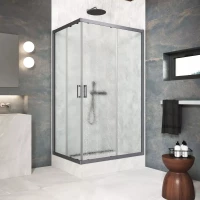 Душевой уголок Vegas Glass ZA-F Protec h1900 95*80 06 02 95x80 см, профиль оружейная сталь матовый, стекло шиншилла