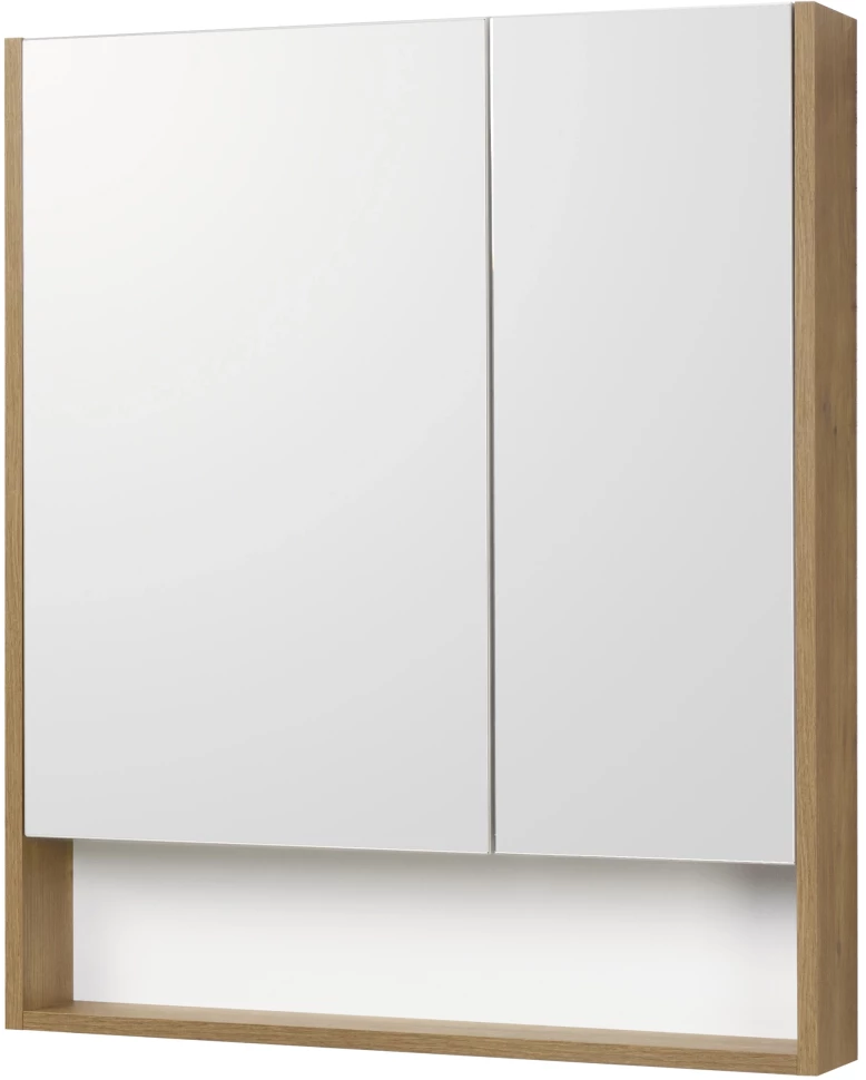 Зеркальный шкаф 70х85 см белый глянец/дуб рустикальный Акватон Сканди 1A252202SDZ90 - фото 1
