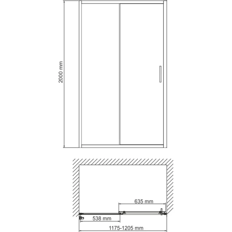 Душевая дверь 120 см WasserKRAFT Main 41S05 прозрачное
