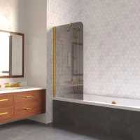 Шторка на ванну Vegas Glass EV LUX ST 76 09 07 L 76 см L, профиль золотой, стекло графитовое