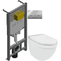 Комплект подвесной унитаз Jaquar Solo SLS-WHT-6953BIUFSM + система инсталляции Jacob Delafon E29025-NF + E29027-CP
